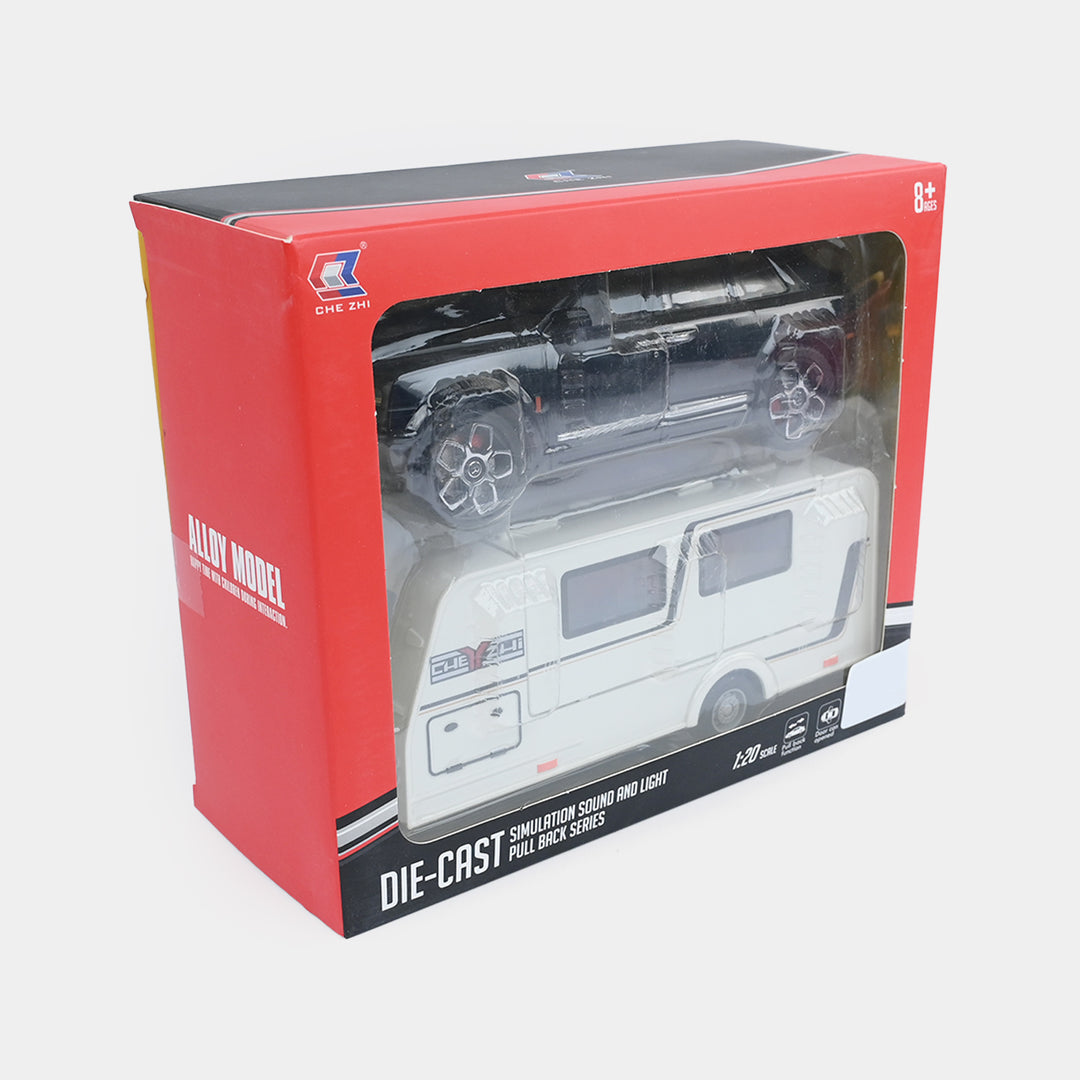 Die-Cast SUV with Travel Camper Trailer Set