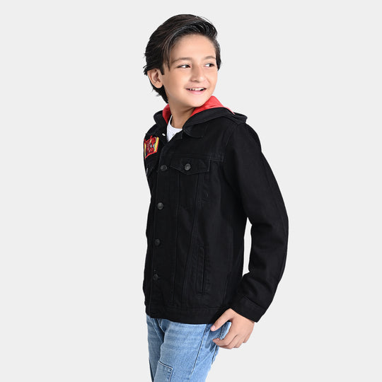 Boys Denim rigid Woven Jacket-BLACK