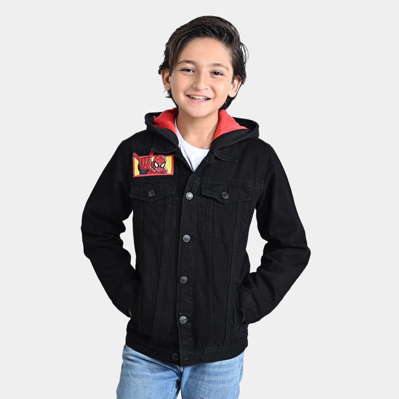 Boys Denim rigid Woven Jacket-BLACK