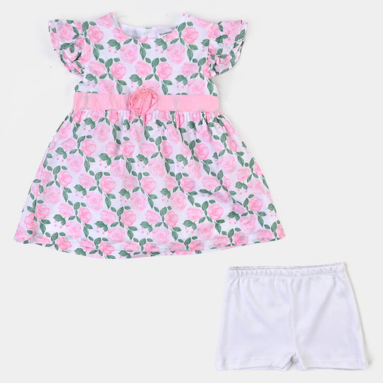 Infant Girls Cotton 2PC Suit-Pink