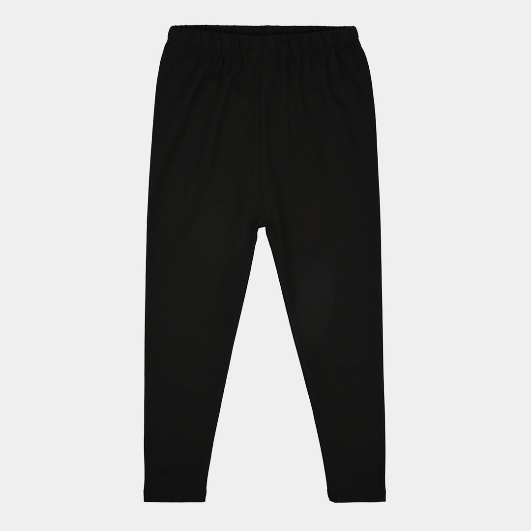 Girls Cotton Jersey Basic Tights-BLACK