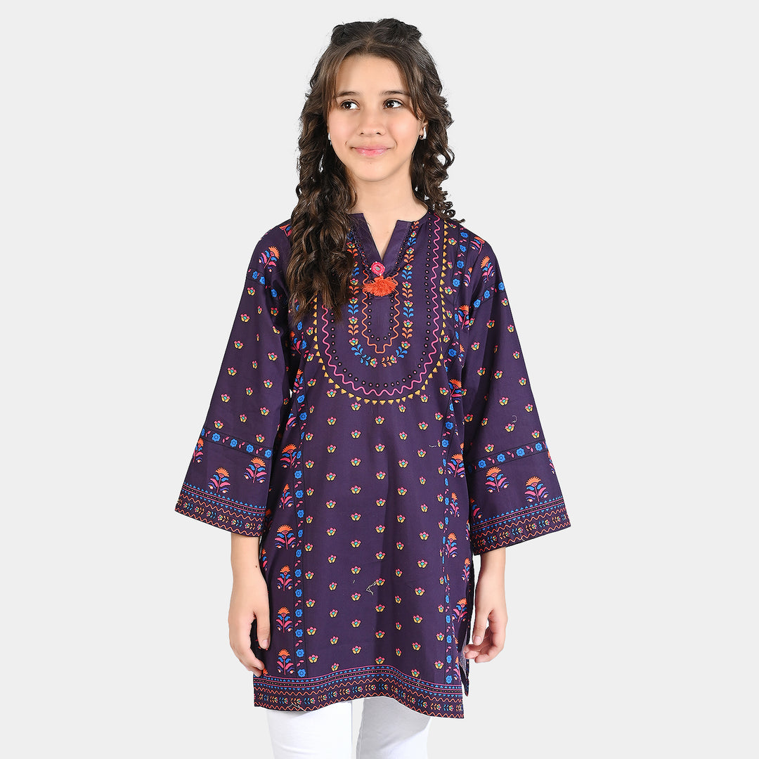 Girls Cotton Poplin Printed Kurti