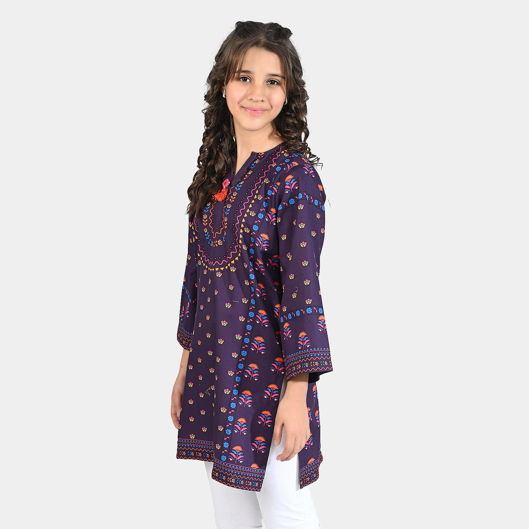 Girls Cotton Poplin Printed Kurti