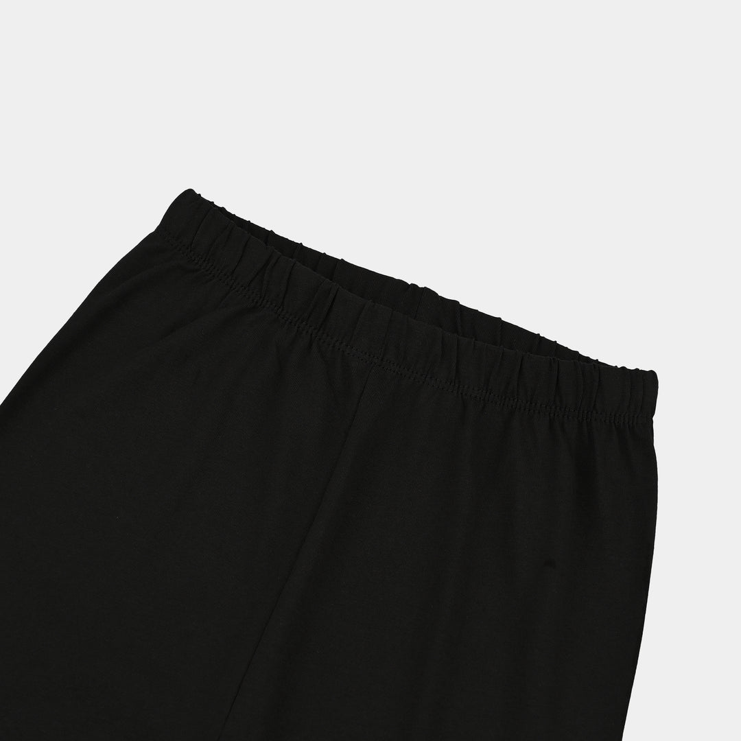Girls Cotton Jersey Basic Tights-BLACK