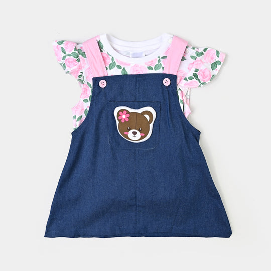 Infant Girls Cotton Suit -Navy/Pink