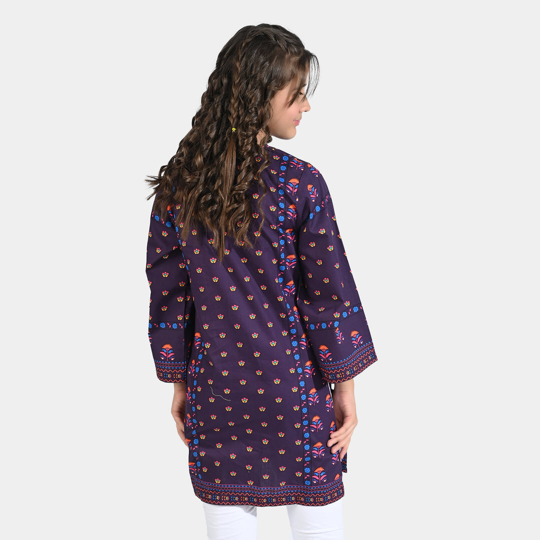 Girls Cotton Poplin Printed Kurti