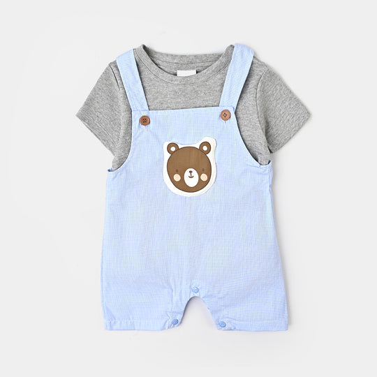 Infant Boys Cotton Interlock Suit-Blue/Grey