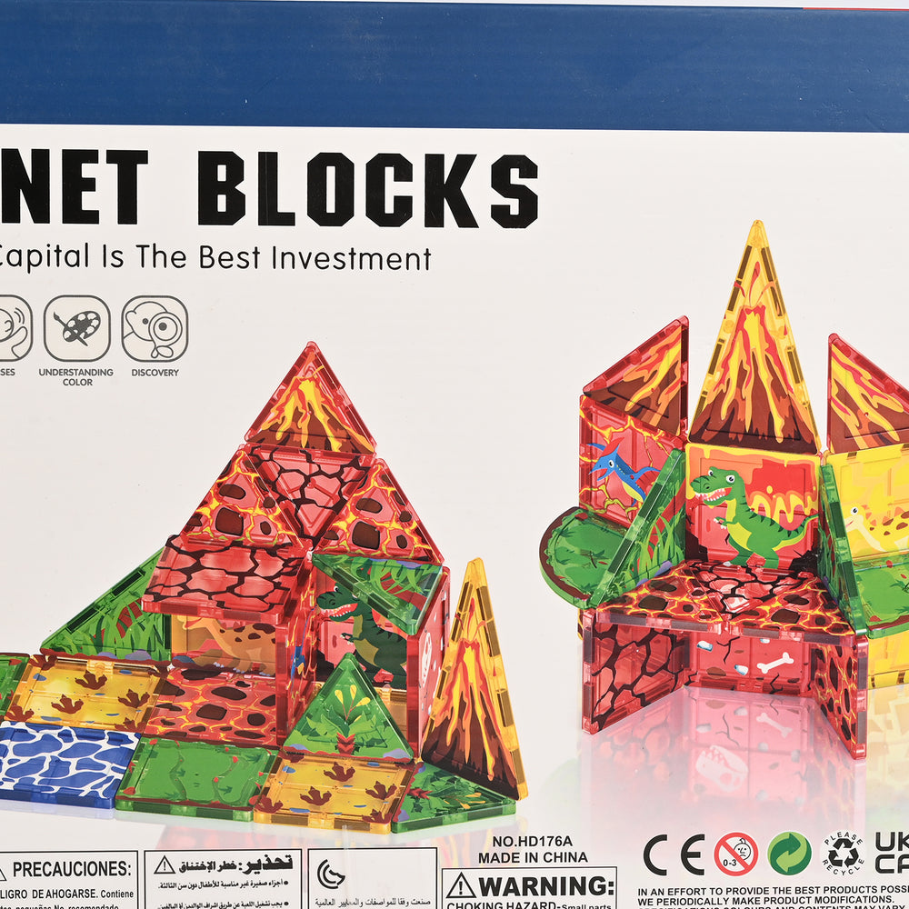 Kids Magnetic Dinosaur Volcano Building Blocks Set – 25 Pieces