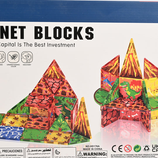 Kids Magnetic Dinosaur Volcano Building Blocks Set – 25 Pieces