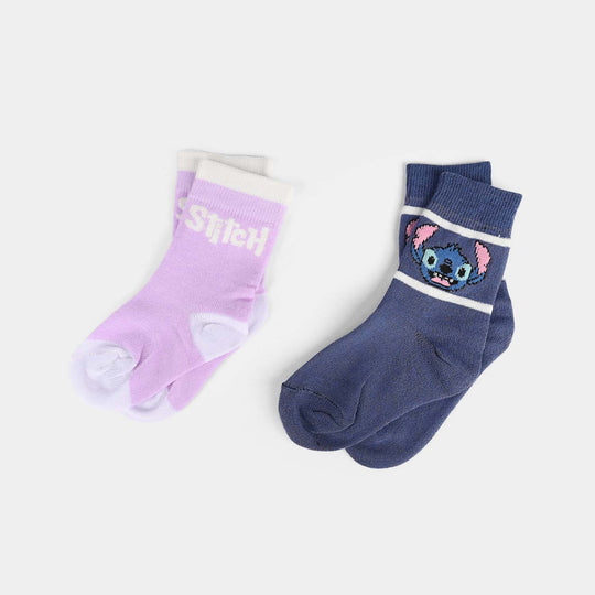 Infant Girls Socks Pack of 2 Stitch-Purple/Blu