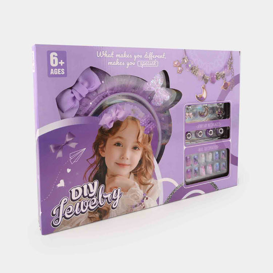 Fancy Hair Band, Artificial Nails & Earring Set for Girls