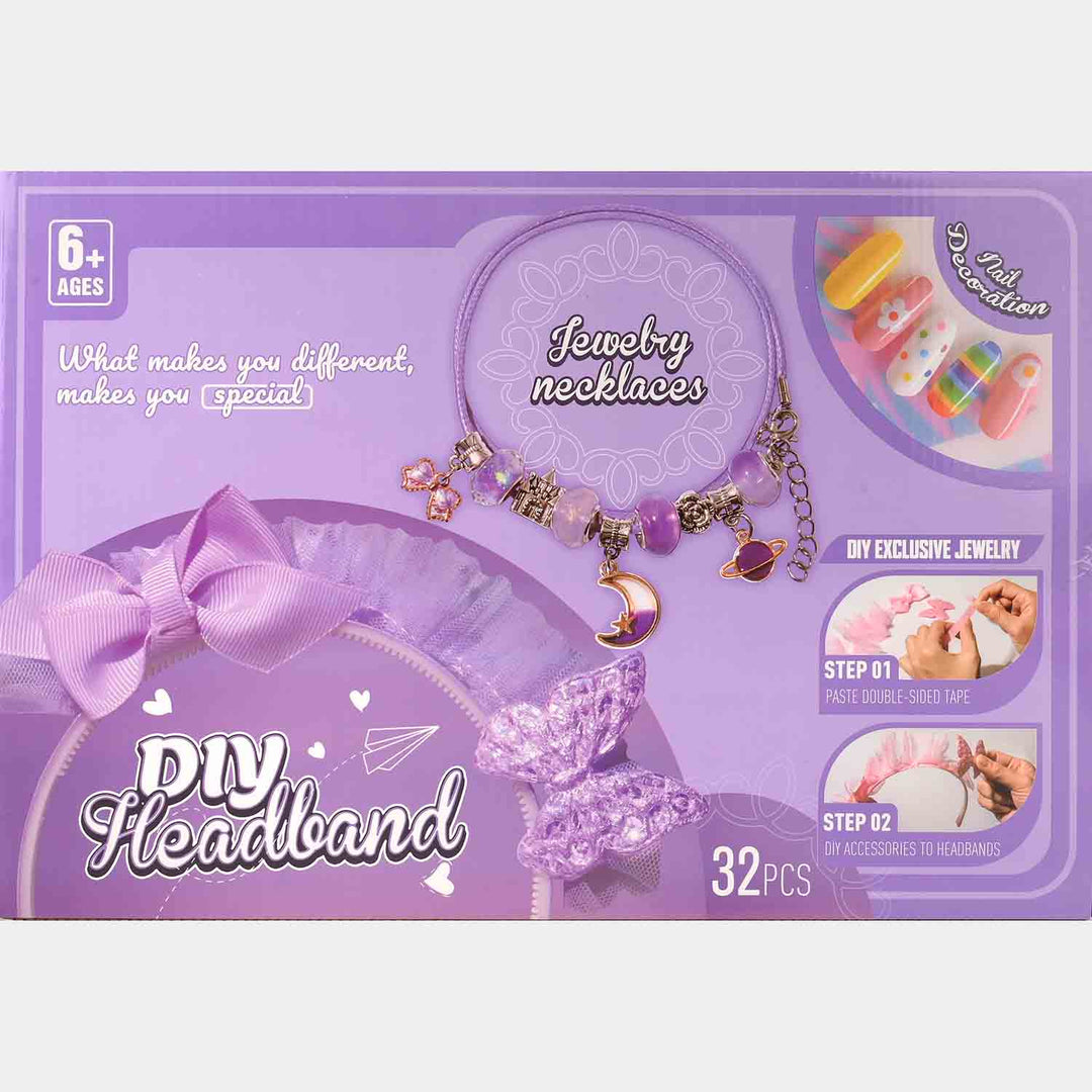 Fancy Hair Band, Artificial Nails & Earring Set for Girls