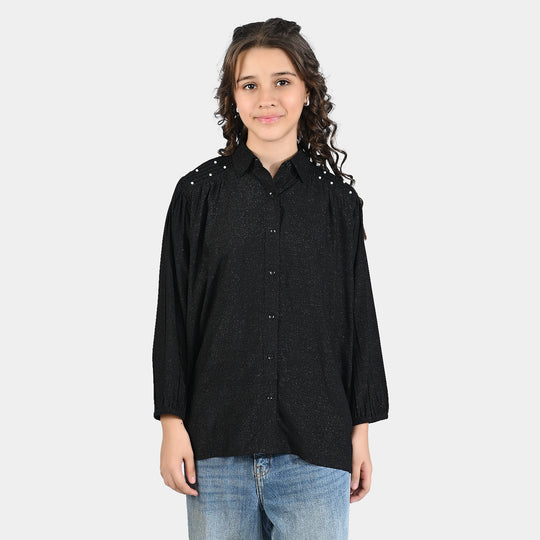 Girls Casual Top Black Lurex-BLACK