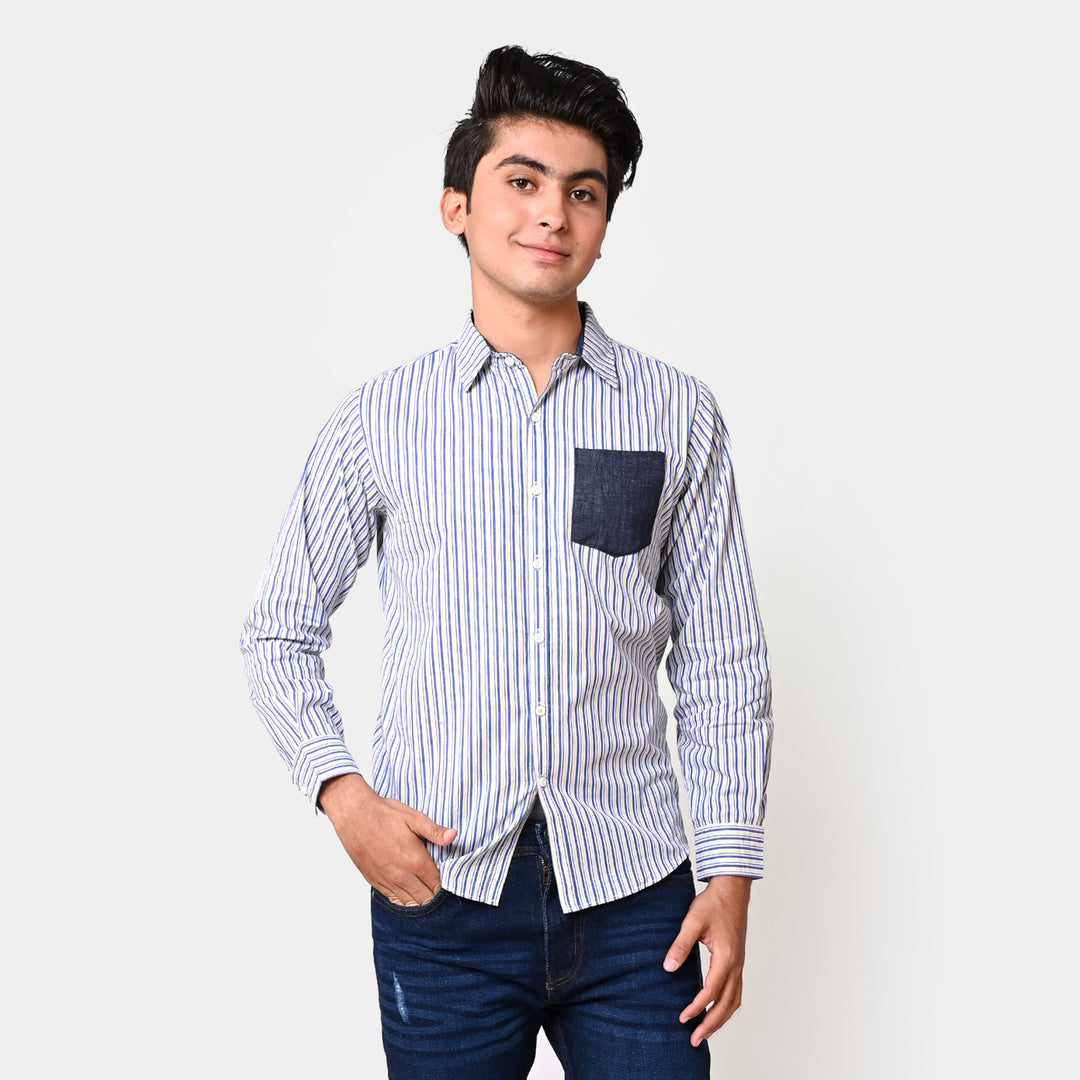 Teens Boys Casual Shirt  Striper - Blue