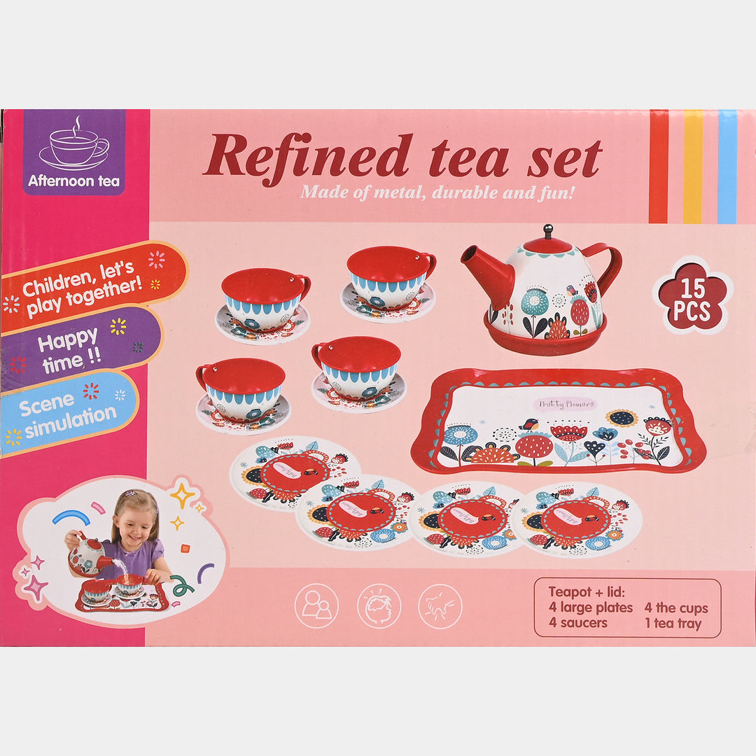 Girls Princess Themed Refined Tin Tea Party Playset – Pink