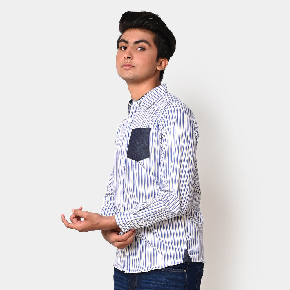 Teens Boys Casual Shirt  Striper - Blue