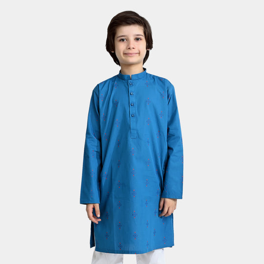 Boys Cotton Poplin Printed Kurta Cross stitch motif-Turkish