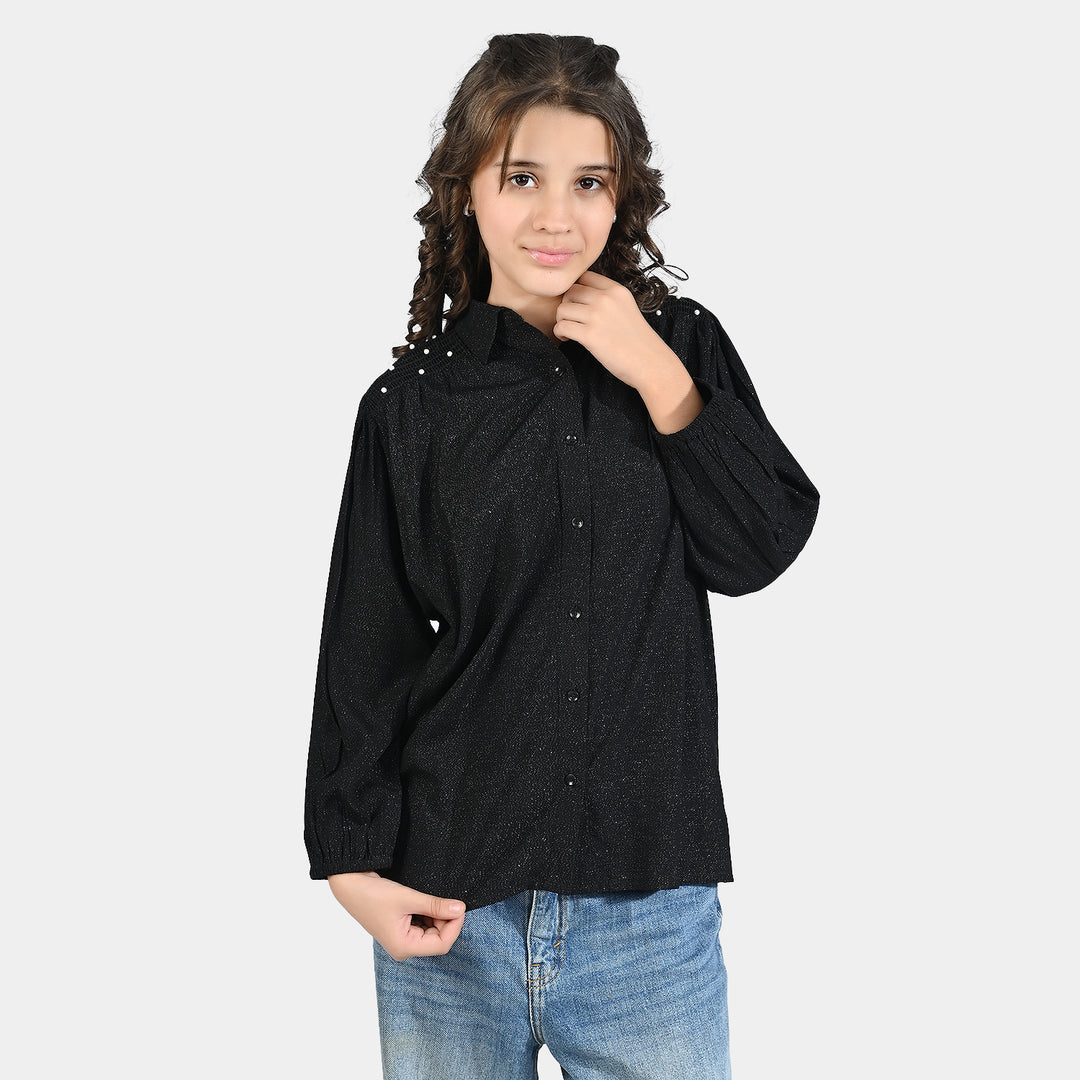 Girls Casual Top Black Lurex-BLACK