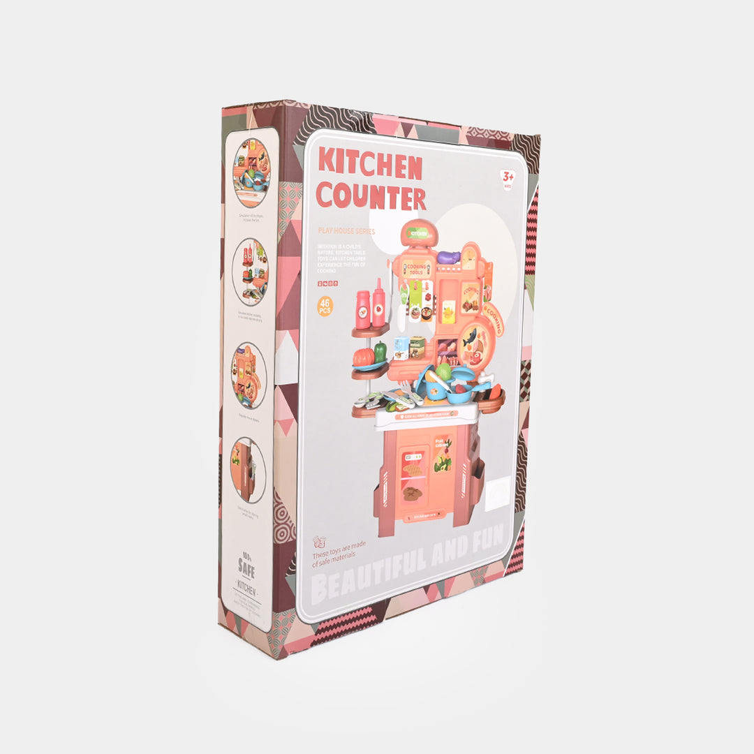 Girls Beautiful & Fun Kitchen Counter Playset – 46 Pieces