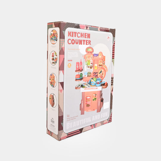 Girls Beautiful & Fun Kitchen Counter Playset – 46 Pieces