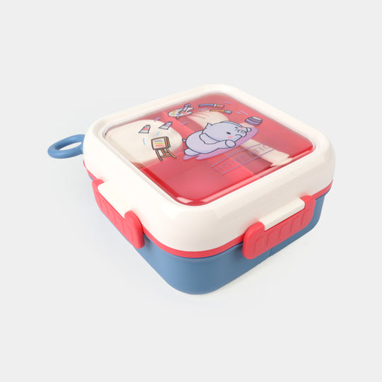 Plastic Lunch Box With Cutlery | 1ltr