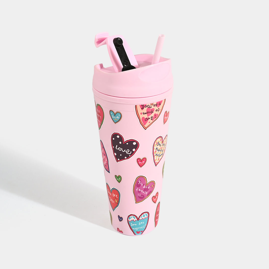 Fluted Cold Cup Tumbler with Straw