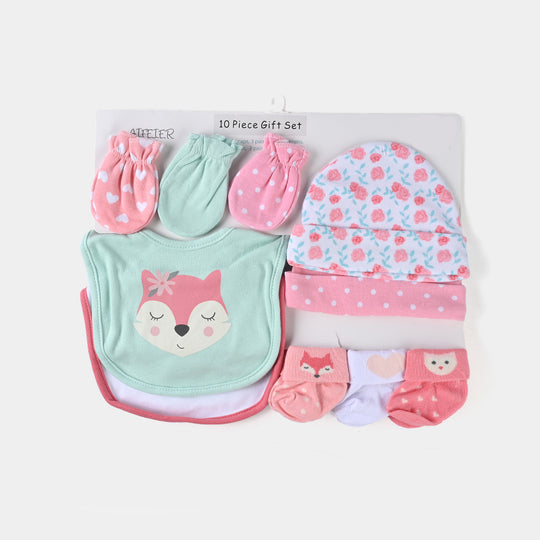 Bibs Cap Mittens&Socks 10Pcs Set Peach
