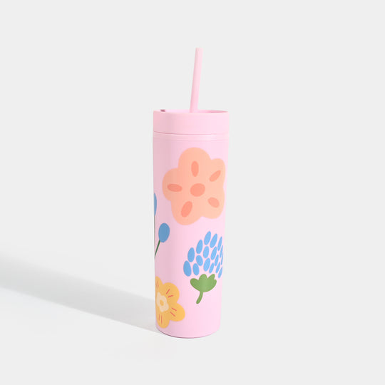 Fluted Cold Cup Tumbler with Straw