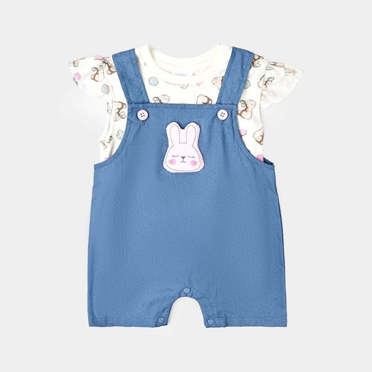 Infant Girls Cotton Interlock Suit-Blue/White