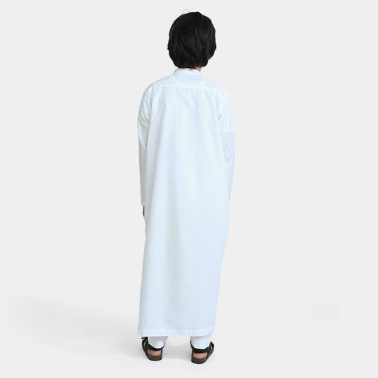 Boys Poly Viscose Jubba 2 piece-White