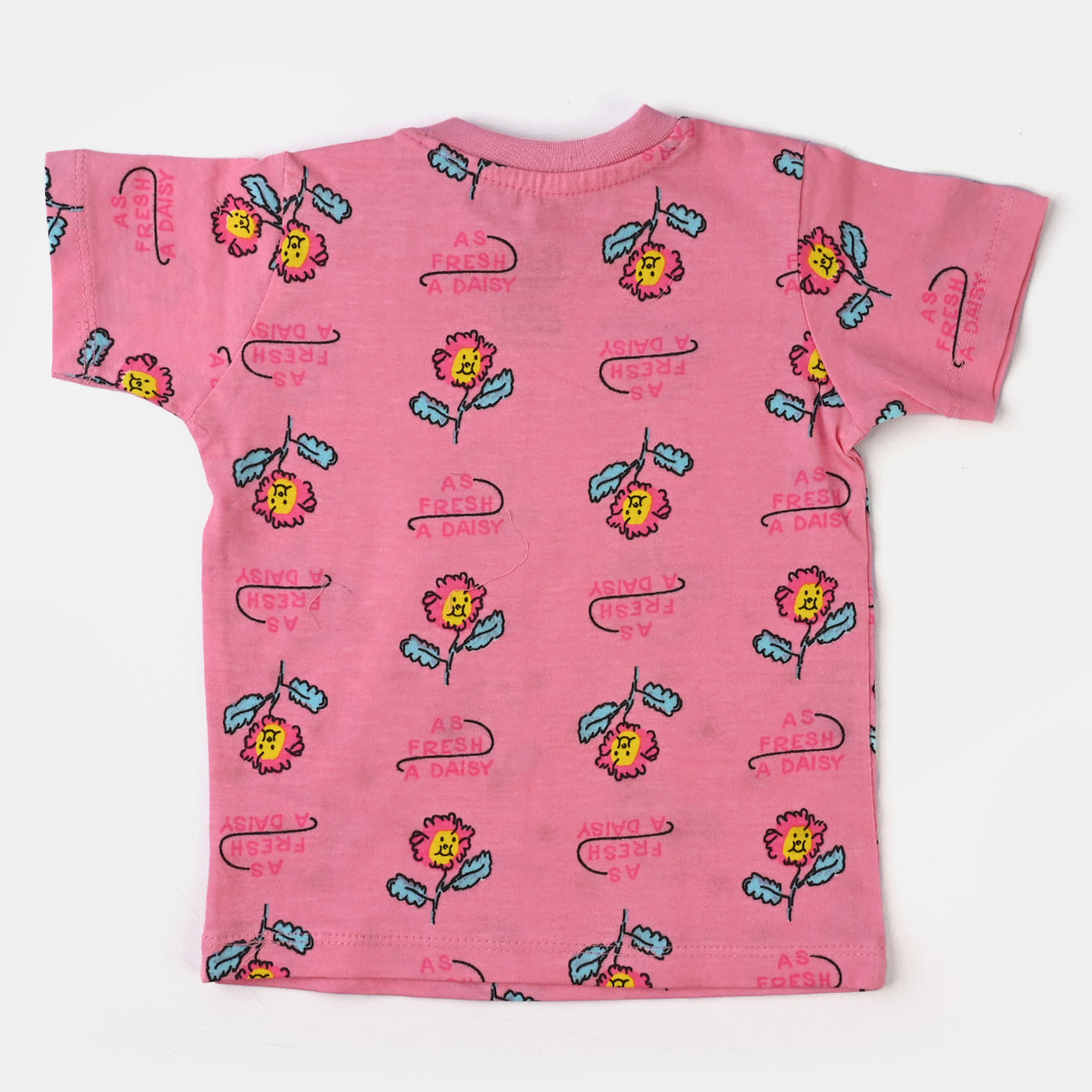 Infant Girls Cotton Jersey T-Shirt Daisy- Salmon