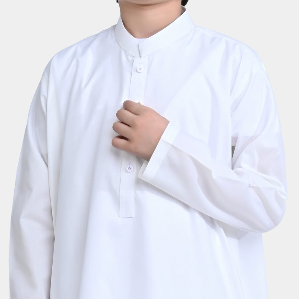 Boys Poly Viscose Jubba 2 piece-White