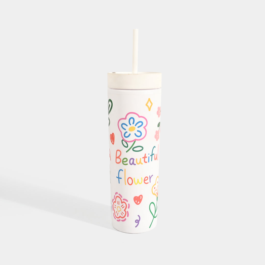 Fluted Cold Cup Tumbler with Straw