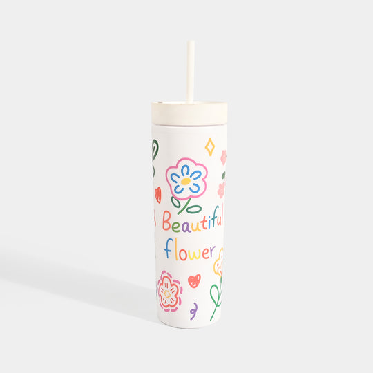 Fluted Cold Cup Tumbler with Straw