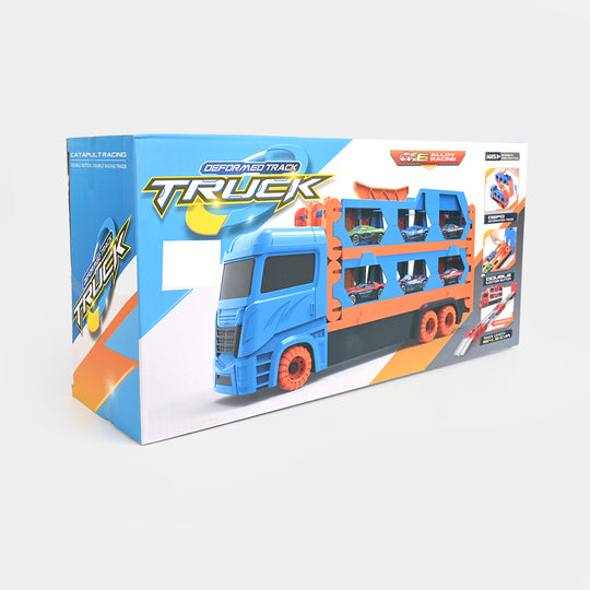 2-in-1 Transforming Car Carrier & Racing Track