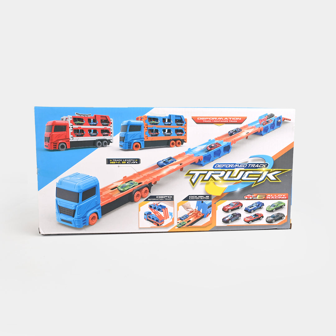 2-in-1 Transforming Car Carrier & Racing Track