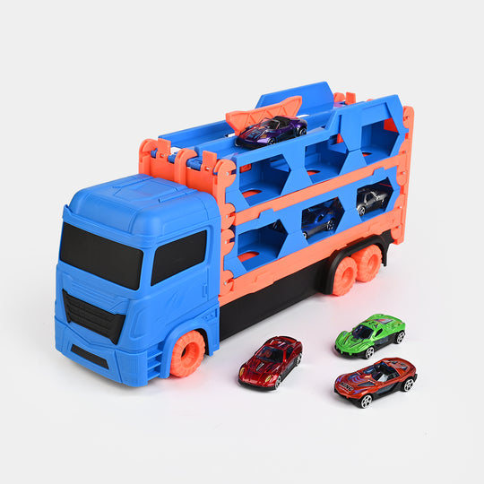 2-in-1 Transforming Car Carrier & Racing Track