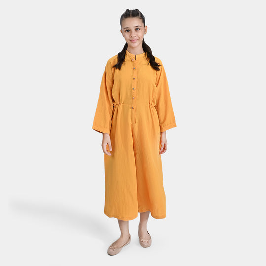 Girls Poly Cotton Jumpsuit Festival Bloom-Yellow