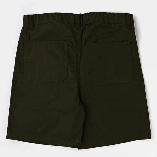 Boys Cotton Short Basic-Olive Green