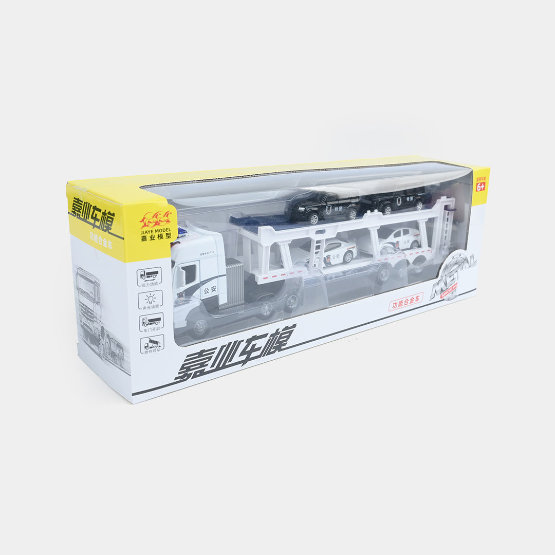 Die-Cast Police Car Transport Truck & Mini Vehicle Playset