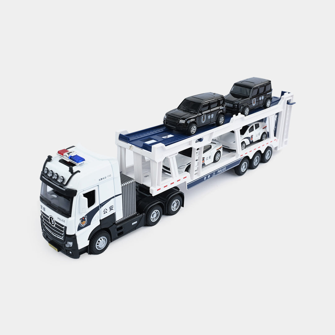 Die-Cast Police Car Transport Truck & Mini Vehicle Playset