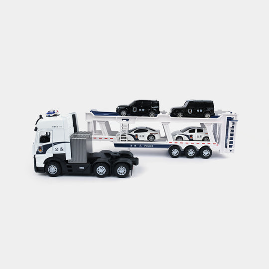 Die-Cast Police Car Transport Truck & Mini Vehicle Playset