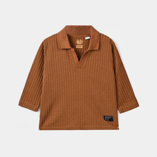 Boys Sweater knit Polo F/S Freedom-BROWN
