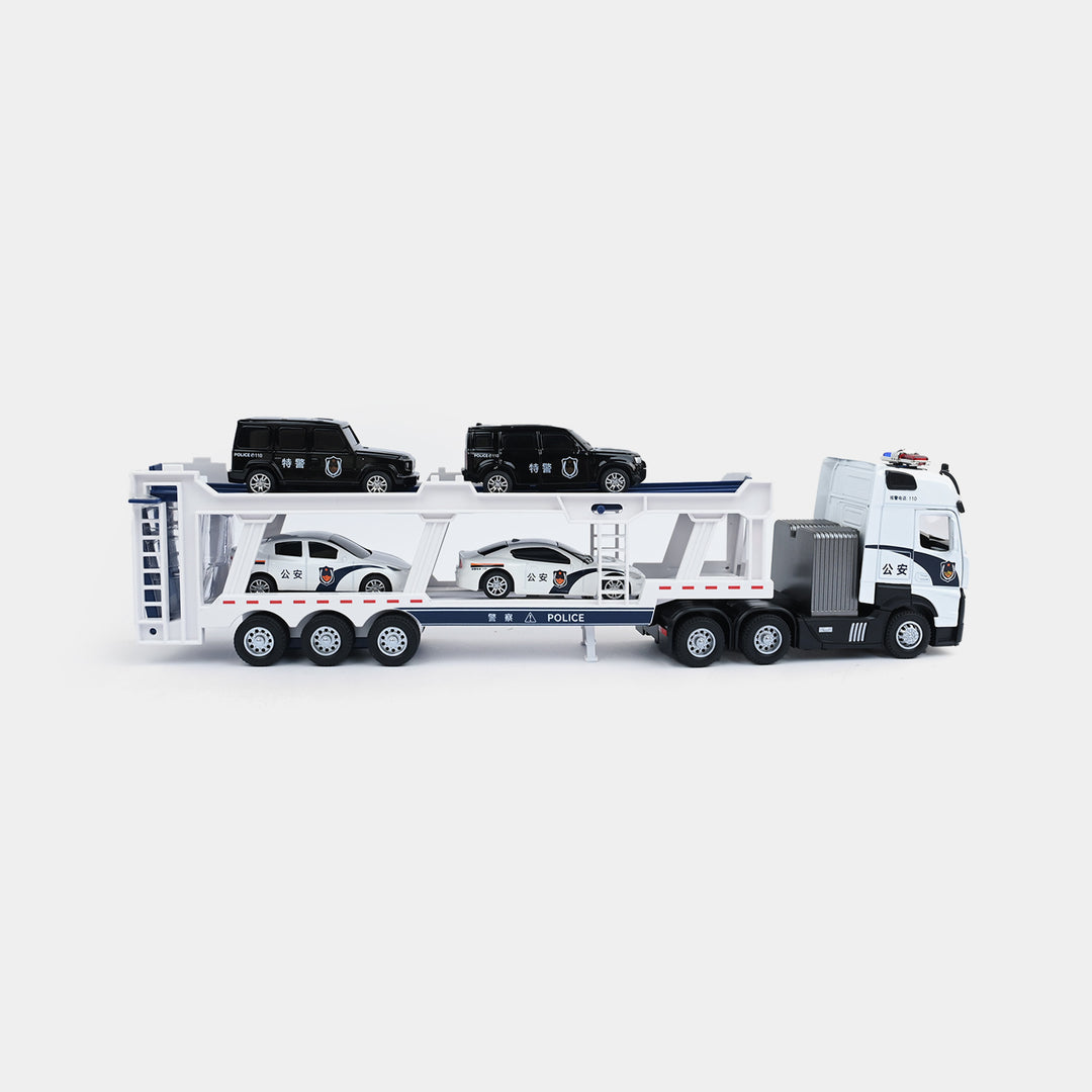 Die-Cast Police Car Transport Truck & Mini Vehicle Playset