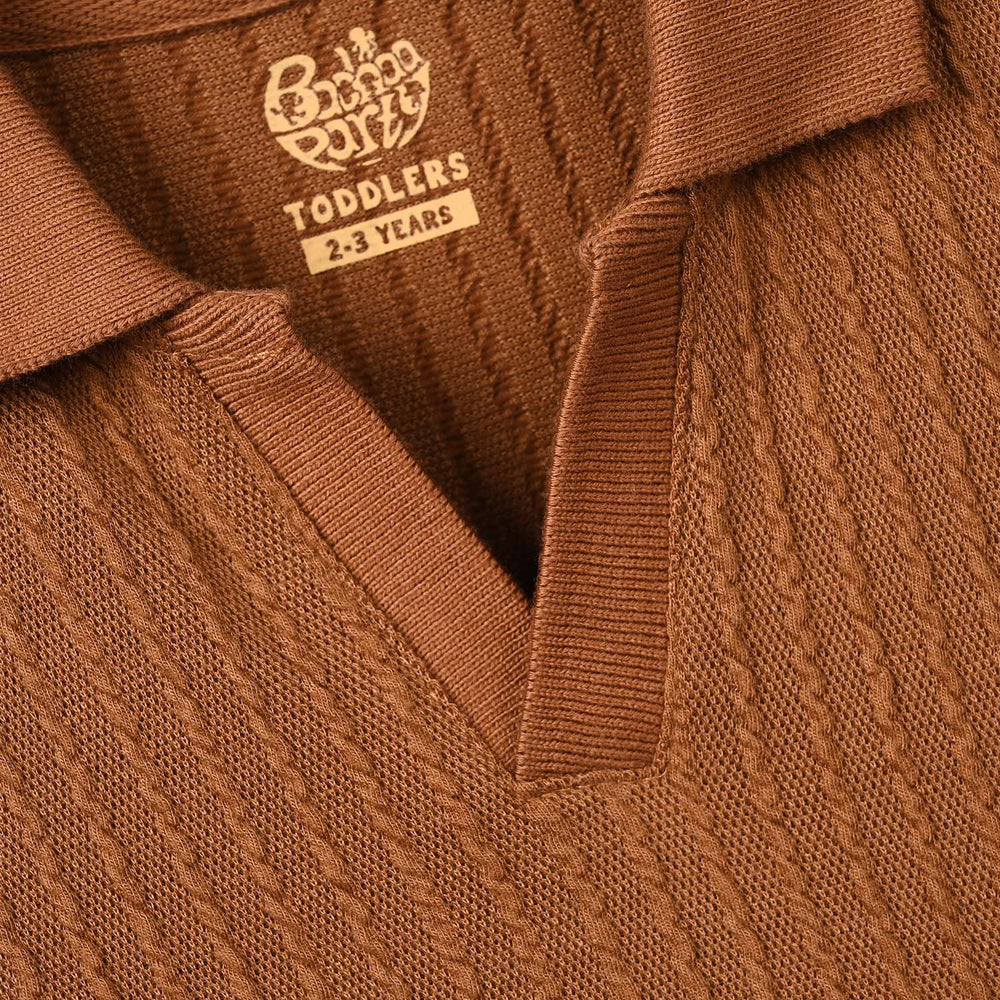 Boys Sweater knit Polo F/S Freedom-BROWN