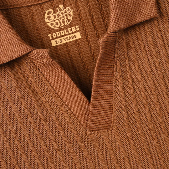Boys Sweater knit Polo F/S Freedom-BROWN