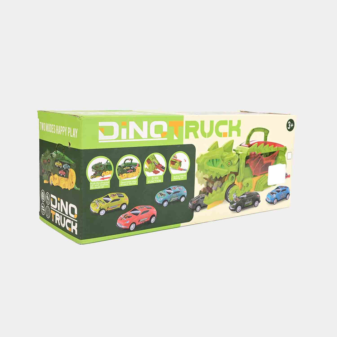 2-in-1 Transforming Dinosaur Transporter and Racing Track