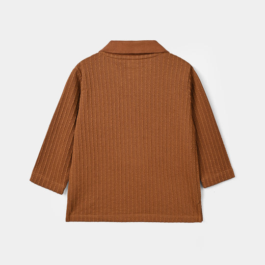 Boys Sweater knit Polo F/S Freedom-BROWN