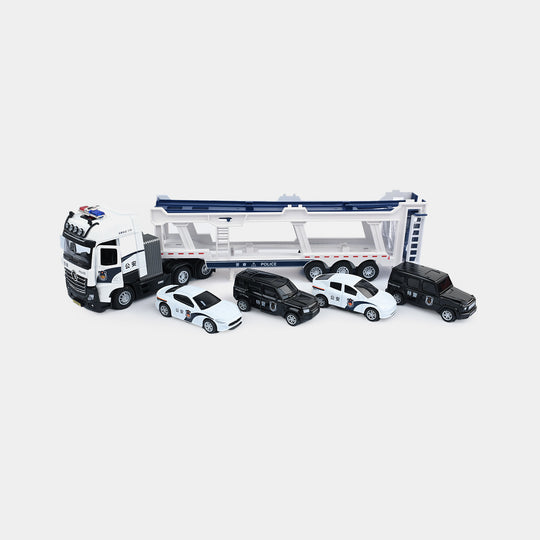 Die-Cast Police Car Transport Truck & Mini Vehicle Playset