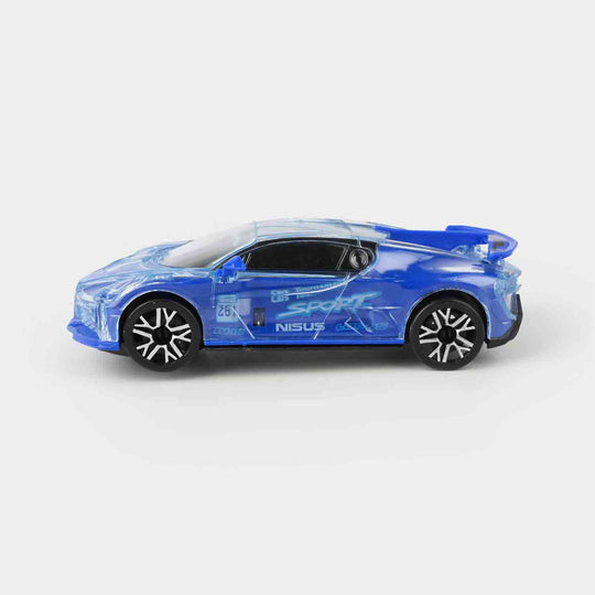 Transparent Blue Light-Up Toy Car – With Music & Universal Wheel